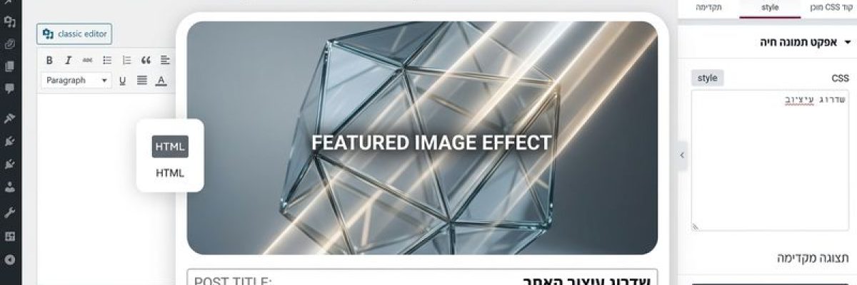 עיצוב האתר אפקט קוד CSS לתמונה הראשית